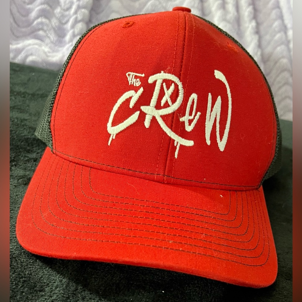 Richardson 112 Trucker Style Hat “The Crew” Red W/Black Mesh SnapBack Closure